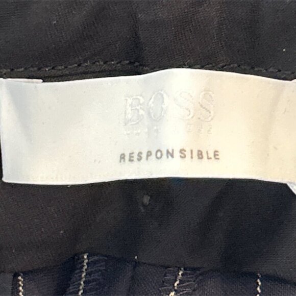 Boss Womens Striped Virgin Wool Tiluna Slim Suit Trouser Pants Pockets Navy Sz 4 - Picture 6 of 9